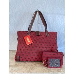 Vtg DOONEY and BOURKE signature canvas laptop bag, makeup bag bundle NWT
